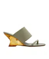 Dries Van Noten Round Toe Wedge Sandals In Green