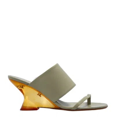 Dries Van Noten Round Toe Wedge Sandals In Green
