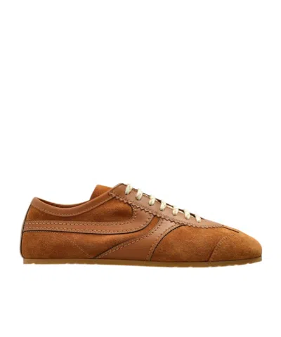 Dries Van Noten Round-toe Lace-up Sneakers In Brown