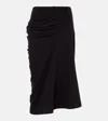 Dries Van Noten Ruched Cotton Midi Skirt In Black