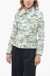 DRIES VAN NOTEN RUCHED FABRIC BLAZER WITH ABSTRACT PATTERNED