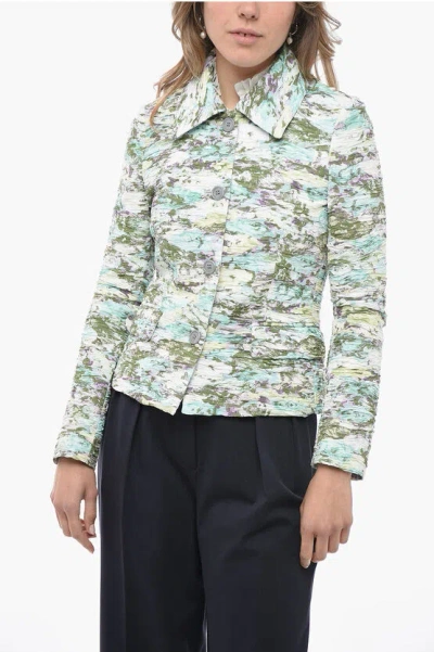 Dries Van Noten Ruched Fabric Blazer With Abstract Patterned In Multi