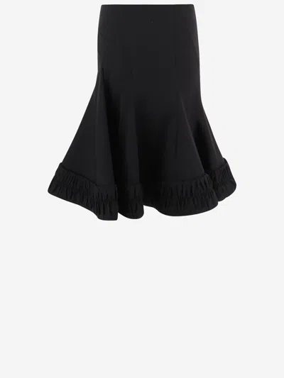 Dries Van Noten Ruched Hem Wool Skirt In Black