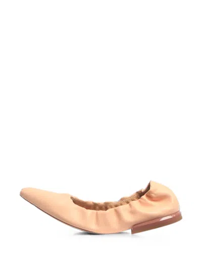 Pre-owned Dries Van Noten Ruched Leather Ballet Flats In Neutral