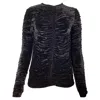 Dries Van Noten Ruched Long Sleeve Top In Black Velvet