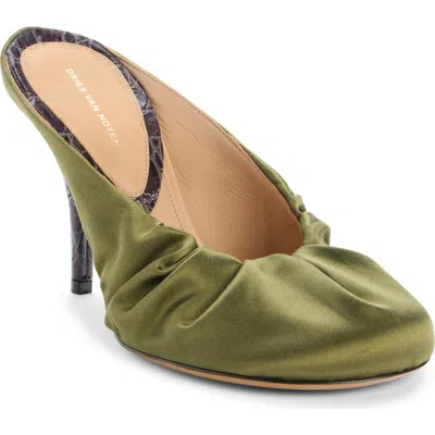 Dries Van Noten Ruched Mule In Green