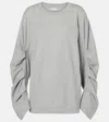 Dries Van Noten Ruched Oversized Cotton Jersey Top In Grey