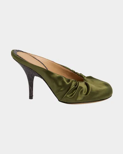Dries Van Noten Ruched Satin Mules In Multi