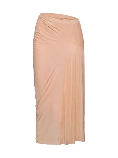 Dries Van Noten Pink Fitted Draped Midi Skirt