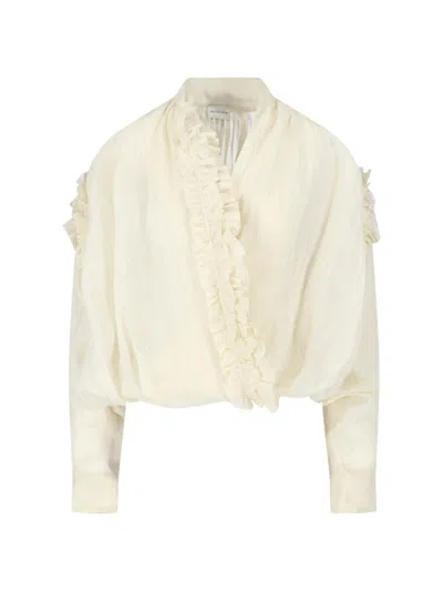 Dries Van Noten Ruches Shirt In Neutral