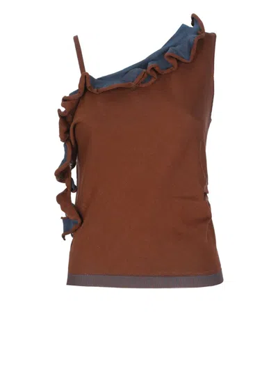 Dries Van Noten Ruffle Detail Camisole In Brown