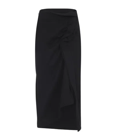 DRIES VAN NOTEN DRIES VAN NOTEN RUFFLED ASYMMETRIC HEM MIDI SKIRT