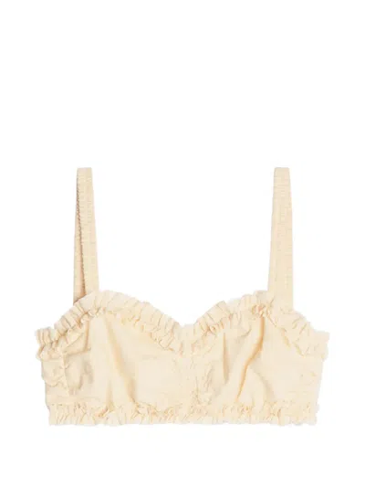 Dries Van Noten Carly Bra Dress Ruched Ruffle Sheer In Neutral