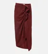 Dries Van Noten Ruffled Cotton Midi Skirt In Brown