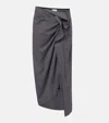 Dries Van Noten Ruffled Cotton Midi Skirt In Gray