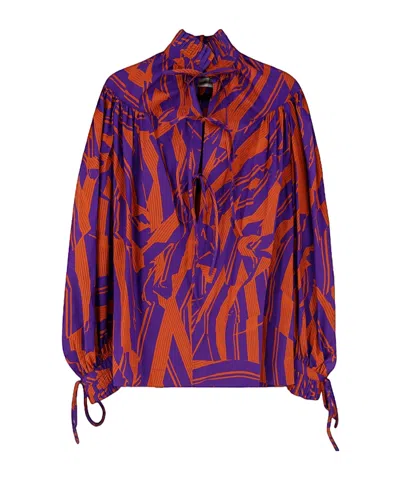 Dries Van Noten Ruffled Cotton Shirt In Multi