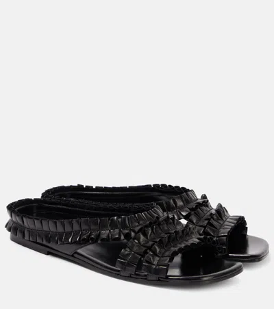 Dries Van Noten Sandalen Aus Leder In Schwarz