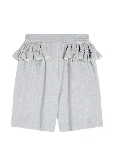 Dries Van Noten Ruffled Loose Shorts In Gray