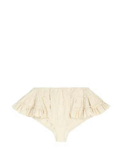 Dries Van Noten Ruffled Micro Shorts In Neutral