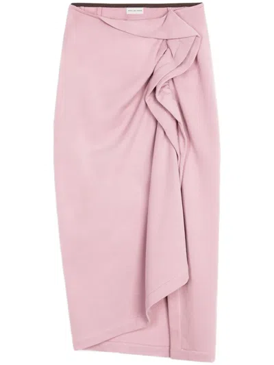 Dries Van Noten Ruffled Midi Skirt In Pink