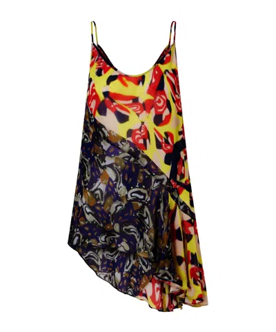 Dries Van Noten Ruffled Printed Asymmetric Georgette Camisole In Black