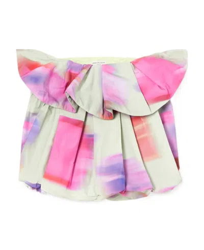 Dries Van Noten Ruffled Printed Crepe Top Blouse In Multi