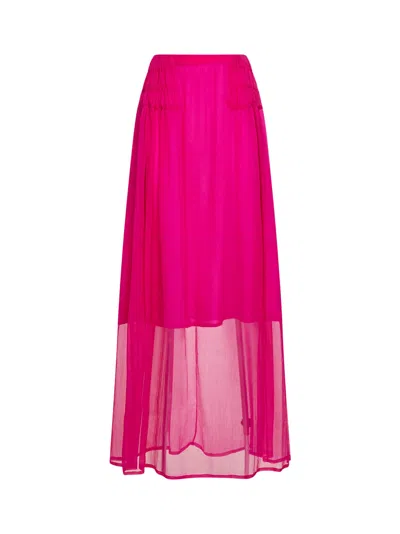 Dries Van Noten Ruffled Silk Muslin Skirt In Pink