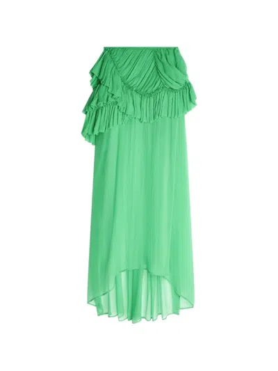 Dries Van Noten Shelby Ruffled Silk-chiffon Maxi Skirt In Green