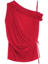 Dries Van Noten Womens Red Draped Asymmetric-neckline Stretch-silk Top In Red