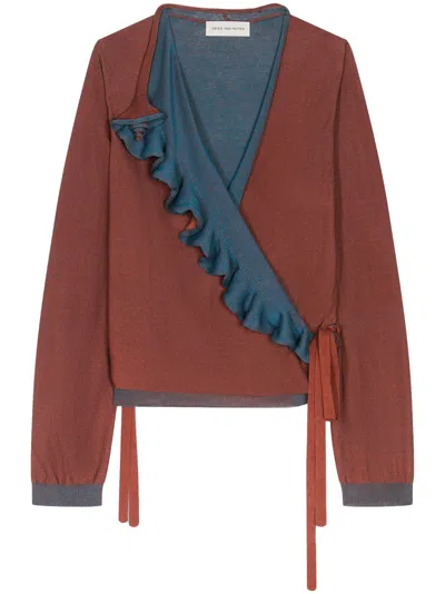 Dries Van Noten Ruffled Sweater In Brown