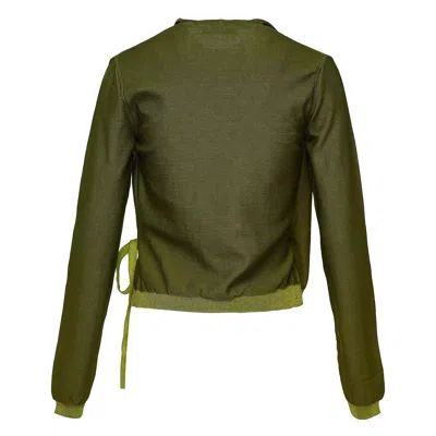 Dries Van Noten Ruffles Wrap Knit Top In Green