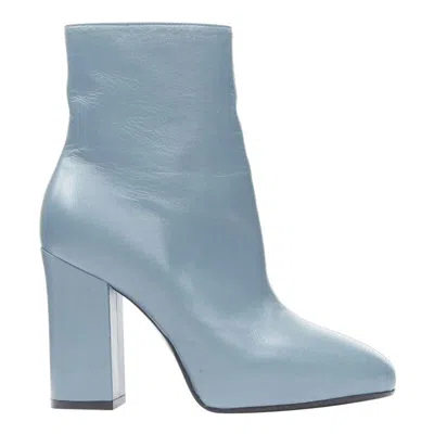 Pre-owned Dries Van Noten Runway Slate Blue Rose Print Block Heel Ankle Boot Eu36 In Red