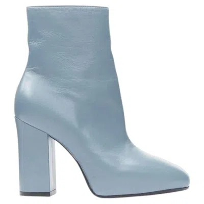 Pre-owned Dries Van Noten Runway Slate Blue Rose Print Block Heel Ankle Boot Eu36 In Red
