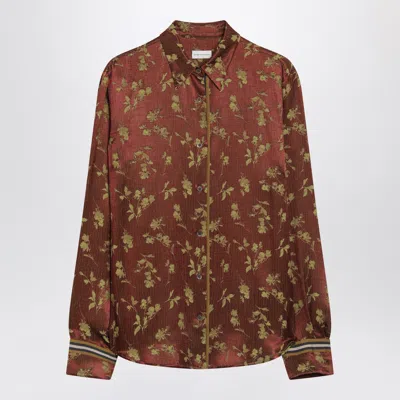 Dries Van Noten Rust-colored Jacquard Shirt In Brown