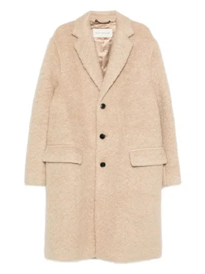 Dries Van Noten Textured Long Sleeve Coat Front Pockets In Neutral