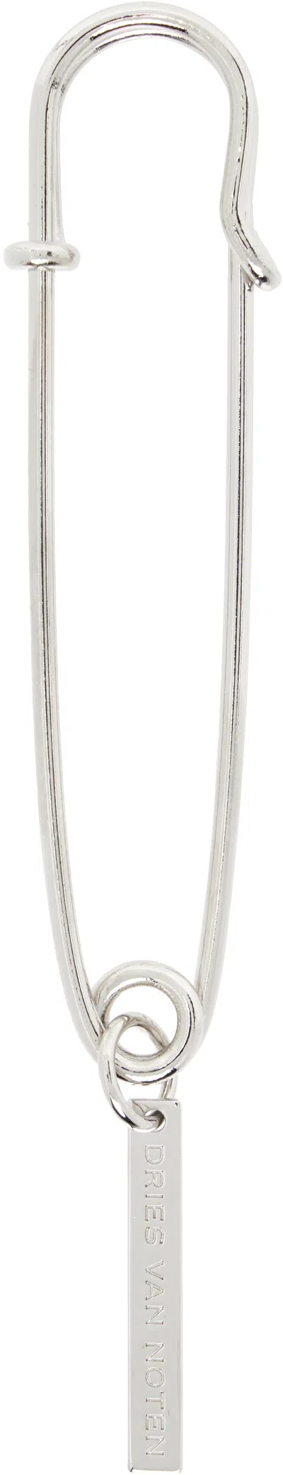 Dries Van Noten Safety Pin Brooch In Neutral