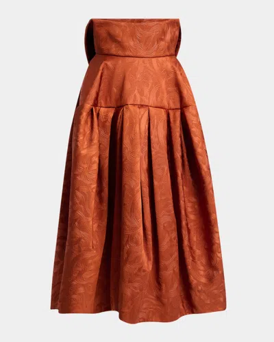 Dries Van Noten Saffy Foldover Waist Jacquard Circle Skirt In Orange