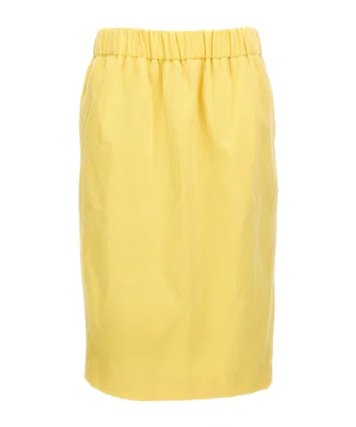 Dries Van Noten 'safya' Skirt With Back Slit And Side Pockets In Yellow