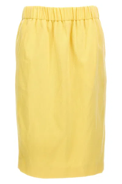 Dries Van Noten 'safya' Skirt With Back Slit And Side Pockets In Yellow