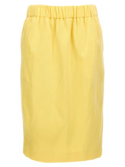 Dries Van Noten 'safya' Skirt With Back Slit And Side Pockets In Yellow