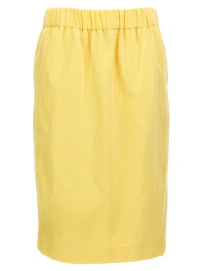 Dries Van Noten 'safya' Skirt With Back Slit And Side Pockets In Yellow