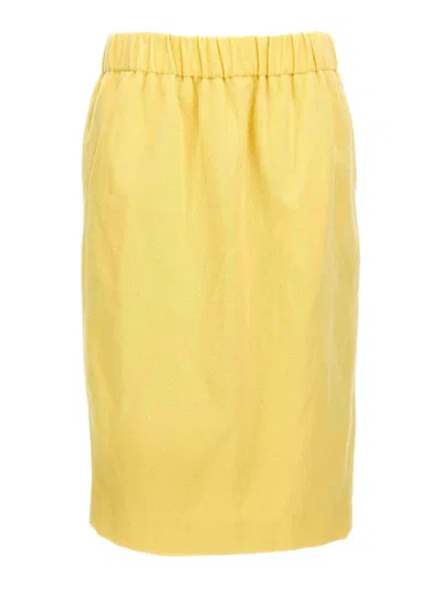 Dries Van Noten 'safya' Skirt With Back Slit And Side Pockets In Yellow