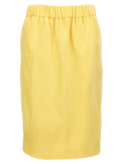 Dries Van Noten 'safya' Skirt With Back Slit And Side Pockets In Yellow