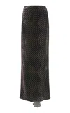 Dries Van Noten Salvix Gathered Silk-velvet Maxi Skirt In Khaki