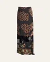 Dries Van Noten Salvix Velvet Burnout Maxi Skirt In Black