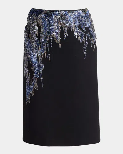 Dries Van Noten Samba Sequin Embroidered Crepe Skirt In Black