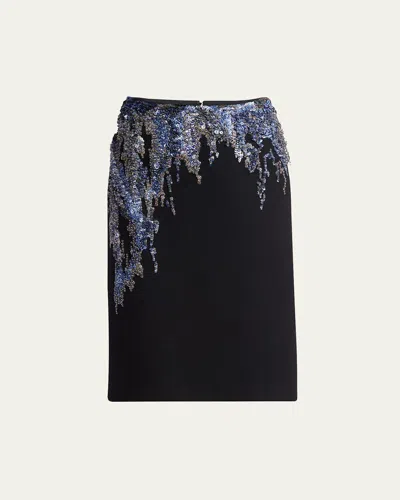 DRIES VAN NOTEN SAMBA SEQUIN EMBROIDERED CREPE SKIRT
