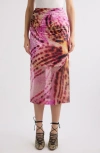 Dries Van Noten Sami Printed Midi Skirt In Fuchsia