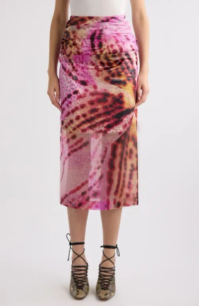 DRIES VAN NOTEN DRIES VAN NOTEN SAMI LEOPARD ORCHID PRINT PENCIL SKIRT