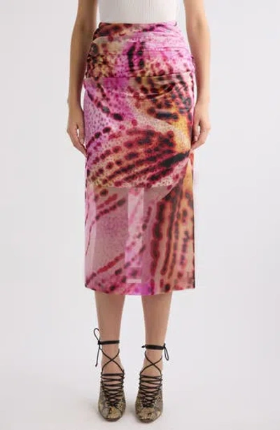 DRIES VAN NOTEN DRIES VAN NOTEN SAMI LEOPARD ORCHID PRINT PENCIL SKIRT